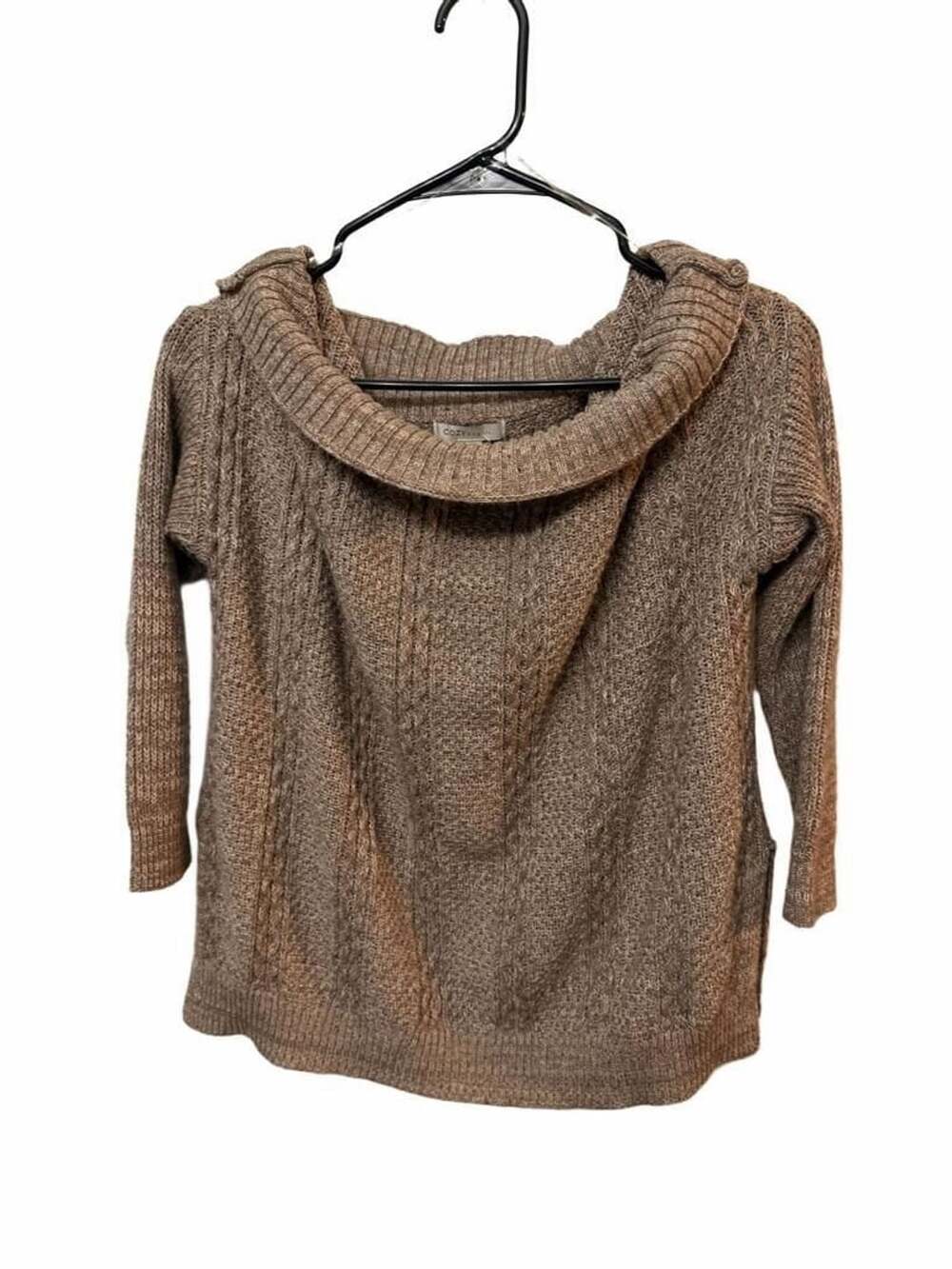Cozy Casual Sweater Size L Brown Cowl Neck